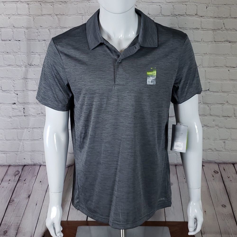 Tek Gear Size Large Short Sleeve Polo Shirt Gray NWT